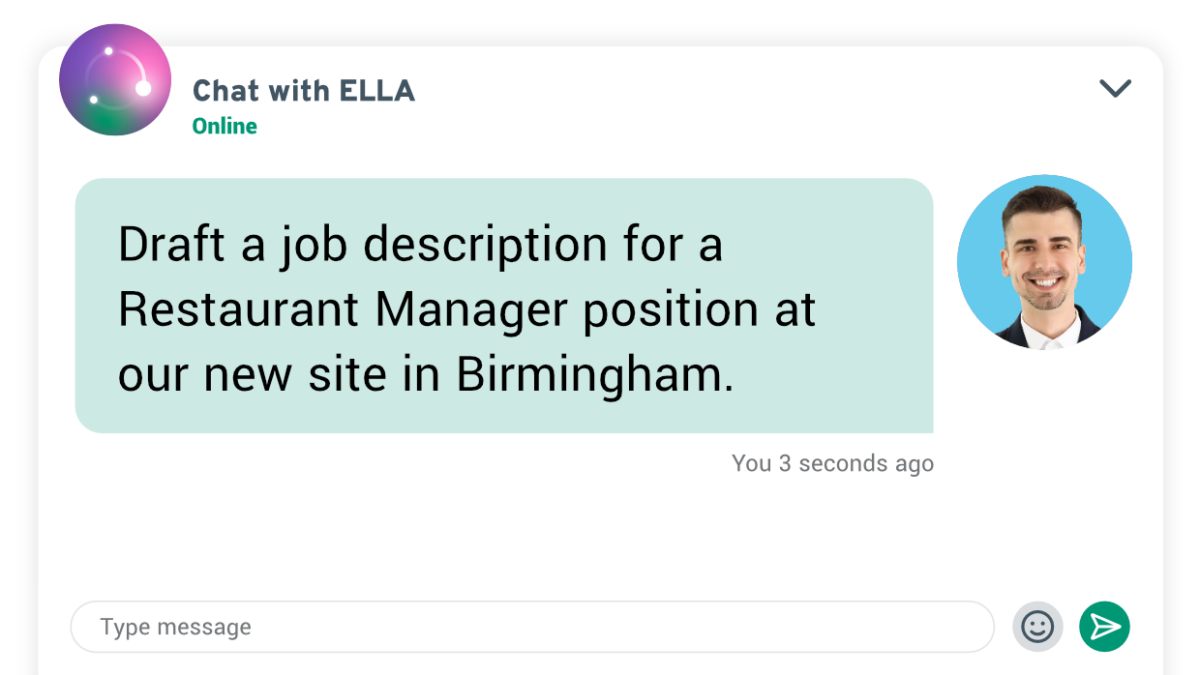 AI for HR - ELLA Draft a job description for a restaurant manager in Birmingham